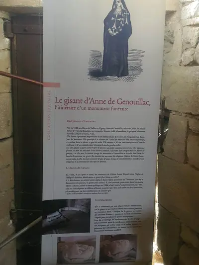 panneau sur le gisant d'Anne de Genouillac