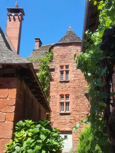 maison en grès rouge avec une vigne