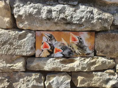 peinture d'oiseaux sur la pierre