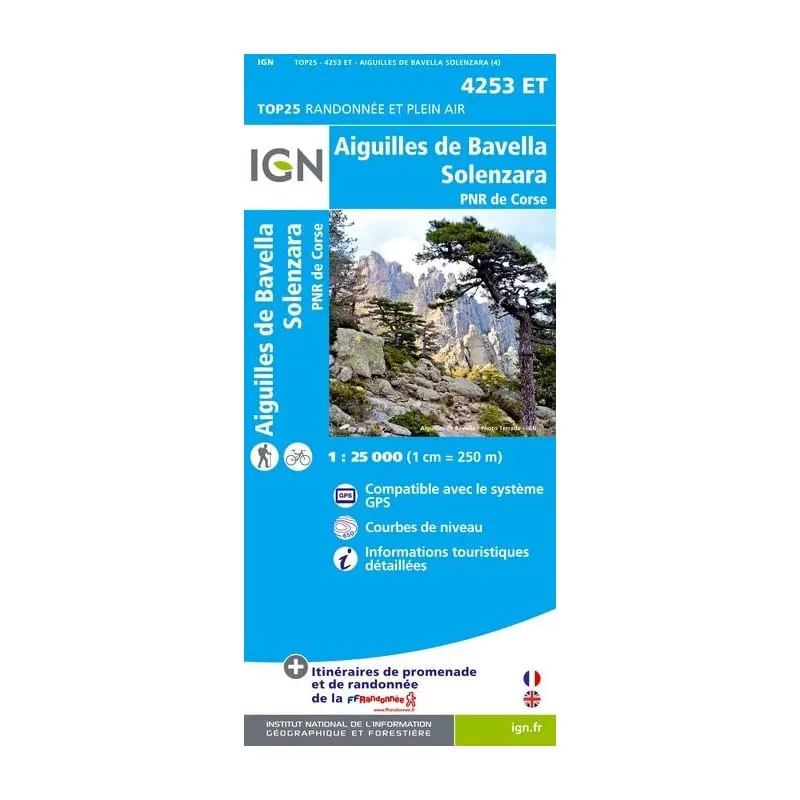 Carte randonnees ign aiguilles de bavella solenzara pnr de corse 4253