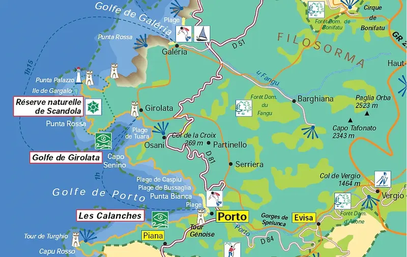 Carte de la réserve de Scandola