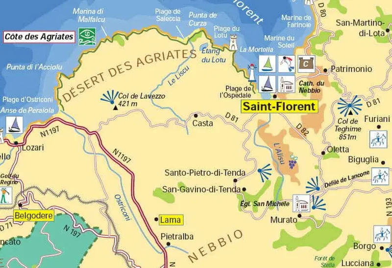 Carte touristique désert des agriates