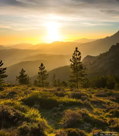 Coucher de soleil sur le massif de Bavella