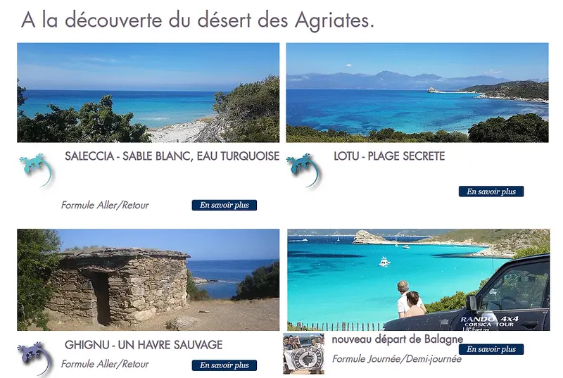 Proposition de formules découverte en 4x4 dans le désert des Agriates