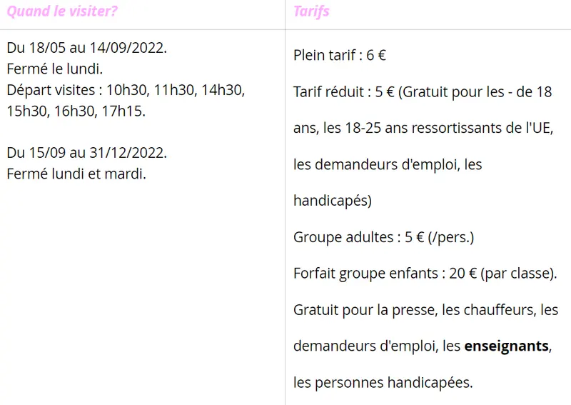 Horaires tarifs villeneuve lembron