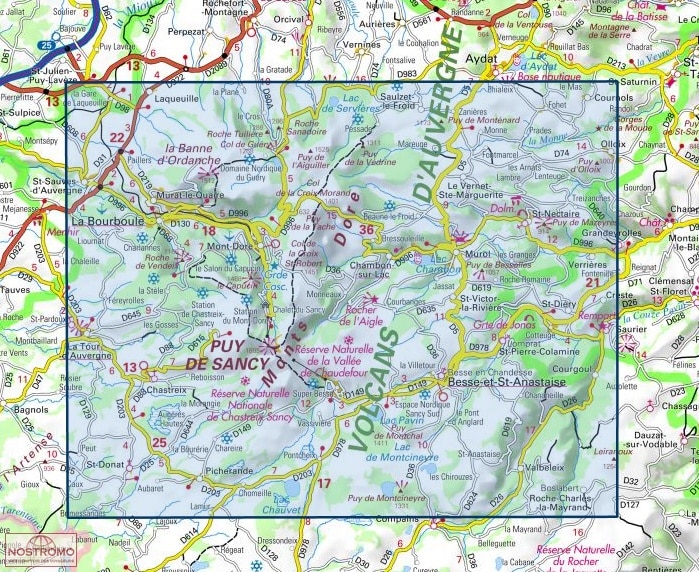 Carte ign autour du sancy