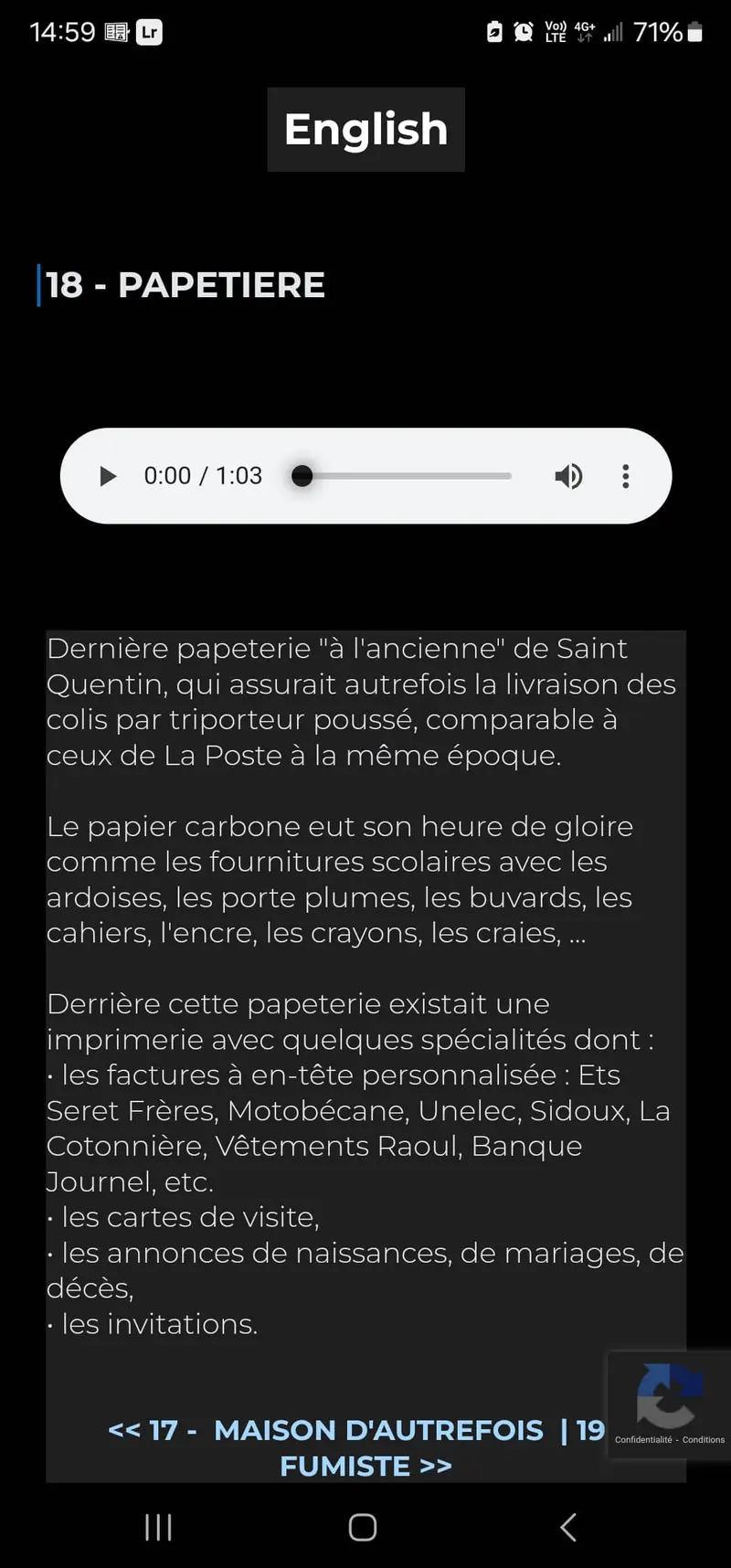 informations données par QR code