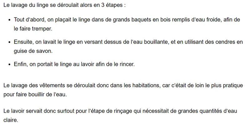 étapes du lavage