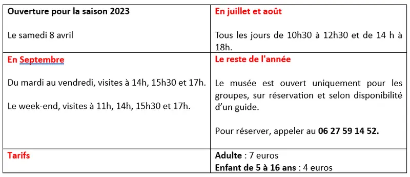 Horaires et tarifs