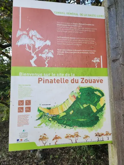 Panneau sur le parking de la pinatelle du zouave