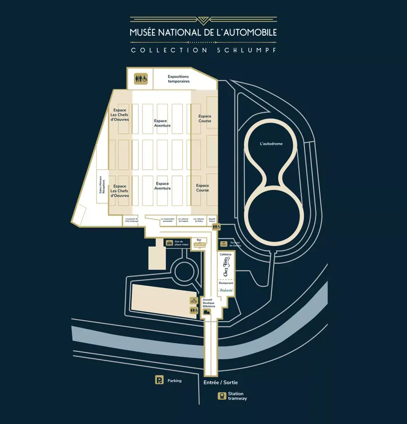 Plan du musée national de l'automobile à Mulhouse