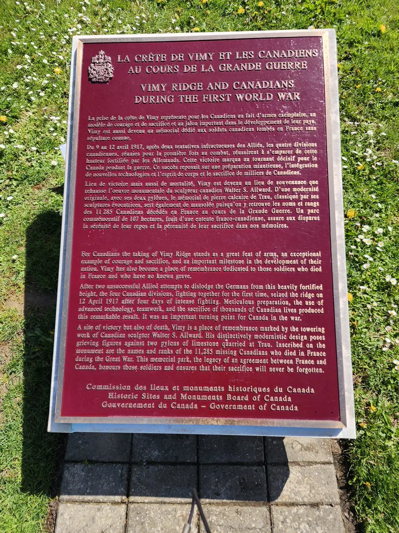 plaque à Vimy