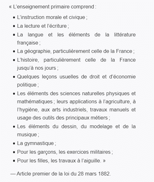 Programme d'enseignement à l'école primaire