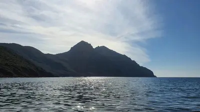 Montagne au bord de l'eau dans la réserve de Scandola