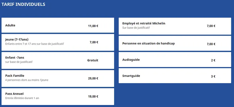 tarifs l'aventure michelin