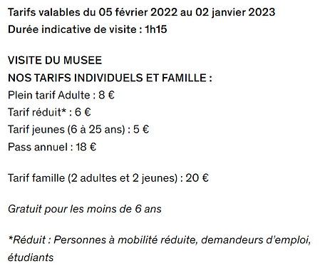 tarifs du musée de Gergovie