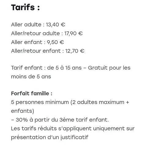 tarifs du téléphérique du Mont-Dore